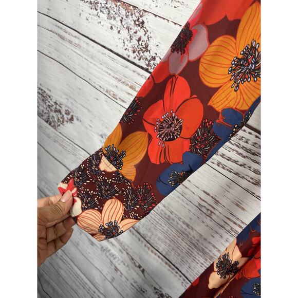 Elie Tahari Dress Women's Medium Multicolor Floral Shirt Style Belted - Picture 8 of 16